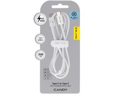 Blavec kabelis Candy braided - Type C į Type C - PD 60W 3A 2 metrai (CCA-CC3W20) baltos spalvos