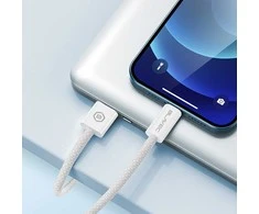 Oem Blavec Kabelis Candy braided - USB į Lightning - 2,4A 1 metre Apple CarPlay (CCA-UL24W10) baltos spalvos