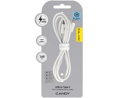 Oem Blavec Cable Candy braided – USB to Type C – PD 60W 3A 1 metre Apple CarPlay/Android Auto (CCA-UC3W10) baltas