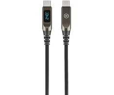 Blavec Kabelis Lumix pleciony – Typ C į Typ C – PD 240W 5A LED ekranas 1,2m Apple CarPlay/Android Auto (CLU-CC5BG12)