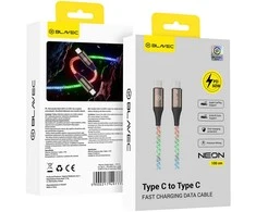 Blavec Kabelis Neon – TYP C į Typ C – PD 60W 3A 1 m. (CNE-CC3L1) su RGB