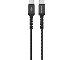 Blavec kabelis Raptor braided – Type C į Type C – PD 60W 3A 0,25 metras (CRA-CC3BG025) juodos spalvos-pilkos spalvos