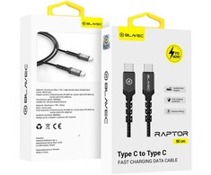 Dėklas Oem Blavec Cable Raptor braided – Type C to Type C – PD 60W 3A 3 metres Apple CarPlay/Android Auto (CRA-CC3BG30) juodas-pilkas