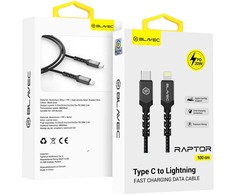 Oem Blavec laidas Raptor pintas – Type C į Lightning – PD 20W 2,4A 1 metras (CRA-CL24BG10) juodos-pilkos spalvos