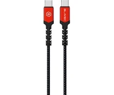 Blavec kabelis Raptor braided – Type C į Type C – PD 60W 3A 0,25 metras (CRA-CC3BR025) juodos spalvos-raudonos spalvos