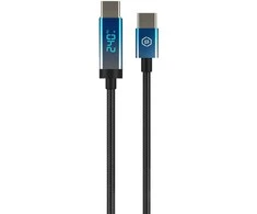 Blavec Kabelis Velox pleciony – Typ C na Typ C – PD 240W 5A LED ekranas 1,2 metra Apple CarPlay/Android Auto (CVE-CC5B12)