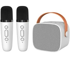 Blavec nešiojama bluetooth kolonėlė WS-07 Karaoke Party – 5W su 2 mikrofonais (WS07-2MW) baltos spalvos