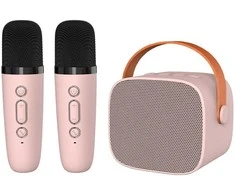 Blavec nešiojama bluetooth kolonėlė WS-07 Karaoke Party – 5W su 2 mikrofonais (WS07-2MP) rožinės spalvos