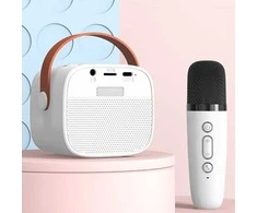 Blavec nešiojama bluetooth kolonėlė WS-07 Karaoke Party – 5W su 2 mikrofonais (WS07-2MW) baltos spalvos