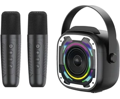Blavec nešiojama bluetooth kolonėlė WS-08 Karaoke Idol – 8W su 2 mikrofonais (WS08-2MB) juodos spalvos