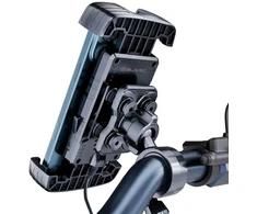 Blavec phone holder BVC-01 Velo to handlebar with induction charging and shock absorbtion (BVC01-ICSAHB) juodos spalvos