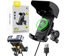 Blavec phone holder BVC-01 Velo to handlebar with induction charging and shock absorbtion (BVC01-ICSAHB) juodos spalvos
