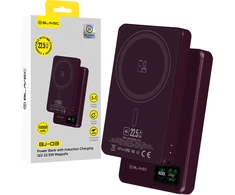 Blavec Power Bank 10000mAh BJ-03 Slim 13,5mm – Typ C – 22,5W magnetyczny indukcyjny Magsafe 3 w 1 (PBBJ03-MC10P) violetinė aliuminio