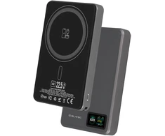 Oem Blavec Power Bank 10000mAh BJ-03 Slim 13,5mm – Type C – 22,5W magnetic Magsafe 3 in 1 (PBBJ03-MC10G) pilkos spalvos