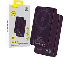 Blavec Power Bank 10000mAh BJ-04 Slim 13,5mm – Typ C – 22,5W magnetyczny indukcyjny Magsafe 3 w 1 (PBBJ04-MC10P) violetinė stiklinis