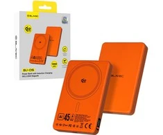 Blavec Power Bank 10000mAh BJ-05 Ultra Fast 16mm – Type C – Qi2.2 25W + PD 45W magnetic induction Magsafe 2 in 1 (PBBJ05-QI22MC10O) oranžinės spalvos aluminum