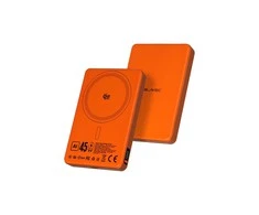 Blavec Power Bank 10000mAh BJ-05 Ultra Fast 16mm – Type C – Qi2.2 25W + PD 45W magnetic induction Magsafe 2 in 1 (PBBJ05-QI22MC10O) oranžinės spalvos aluminum