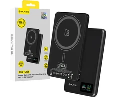 Blavec Power Bank 5000mAh BJ-03 Ultra Slim 7,8mm – Type C – 22,5W magnetic Magsafe 3 in 1 (PBBJ03-MC5B) juodos spalvos aluminum