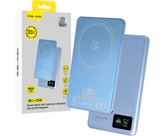 Blavec Power Bank 5000mAh BJ-03 Ultra Slim 7,8mm – Typ C – 22,5W magnetyczny indukcyjny Magsafe 3 w 1 (PBBJ03-MC5LB) Šviesiai mėlynas aliuminio