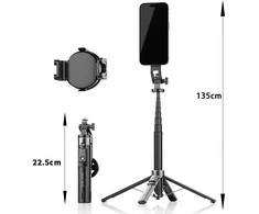 Blavec Selfie Stick Aliuminio Fusion P-06 Magsafe tripod + remote control + holder 1,34 metres (SSFP06-MTRHB134) juodos spalvos