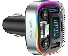 Blavec Transmiter FM Flash TR-04 MP3, Bluetooth – 2xUSB + Typ C – QC3.0 18W PD 30W (TFMFTR04-B) juodos spalvos