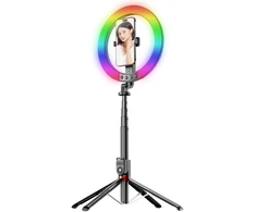 Blavec žiedinis šviestuvas Selfie Aliuminio Aura LED RGB Ring P50 25cm tripod + nuotolinis valdymas + 2,3 metra (RLP50-TRB23) juodos spalvos