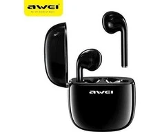 Bluetooth 5.0 TWS ausinės + AWEI įkrovimo stotelė (T28) juodos spalvos