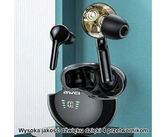 Bluetooth 5.3 TWS ausinės + AWEI Docking Station (T12P) juodos spalvos