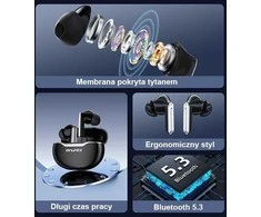 Bluetooth 5.3 TWS ausinės + AWEI Docking Station (T50) juodos spalvos