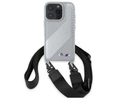 BMW BMHCP16X23PSCCG Apple iPhone 16 Pro Max 6.9" pilkas kietas dėklas M Edition Carbon Stripe &amp; Strap