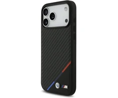 Dėklas BMW M Carbon Tricolor Line MagSafe iPhone 17 Pro Max juodos spalvos