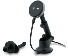 BMW M Edition 25W Qi2 MagSafe belaidžio įkrovimo automobilinis laikiklis prietaisų skydeliui / priekiniam stiklui / ventiliacijos grotelėms, juodas