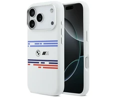 BMW M Silicon Horizontal Line MagSafe dėklas iPhone 17 Pro baltos spalvos