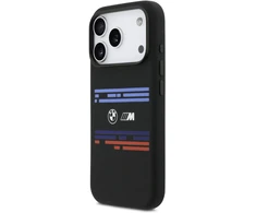 BMW M Silicon Horizontal Line MagSafe dėklas iPhone 17 Pro juodos spalvos