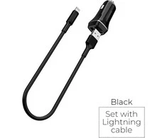 Įkroviklis automobilinis Borofone BZ2 su 2 USB jungtimis + Lightning (2.4A) juodas