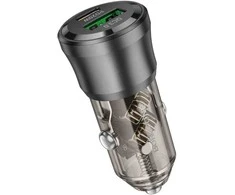 Borofone automobilinis įkroviklis BZ25 Journey - USB + Type C - PD38W 3A juodos spalvos