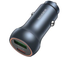 „Borofone“ automobilinis įkroviklis BZ32B Fresh – USB + C tipo – QC 3.0 PD 48W pilkas