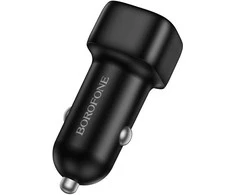 Borofone automobilinis įkroviklis BZ34B Cloud - USB + Type C - QC 3.0 PD 38W juodos spalvos
