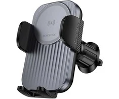 Oem Borofone automobilinis laikiklis BH221 Path with induction charging to air vent juodos spalvos