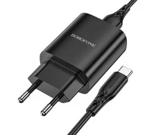 Borofone Laidinis įkroviklis BN1 Innovative – USB – 2,1A su USB į Type C juodos spalvos