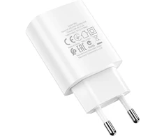 „Borofone BN1 Innovative“ sieninis įkroviklis – USB – 2,1A su USB–MicroUSB jungtimi, baltas