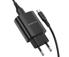 Borofone Laidinis įkroviklis BN1 Innovative – USB – 2,1A su USB į Type C juodos spalvos