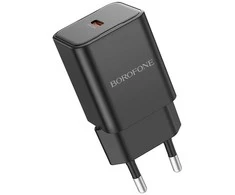 Borofone Laidinis įkroviklis BN13 Safety GaN – Type C – PD 30W juodos spalvos