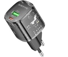 Oem Borofone Laidinis įkroviklis BN17 Sunlight – USB + Type C – QC 3.0 PD 20W 3A juodos spalvos