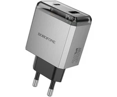 Oem Borofone Laidinis įkroviklis BN20 Lena – USB + Type C – PD 35W pilkos spalvos