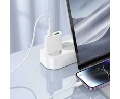 Borofone Laidinis įkroviklis BN25 Wish (Ultra Thin) – USB + Type C – PD QC 3.0 30W baltos spalvos
