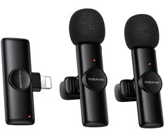 Borofone Lavalier wireless microphone BFK16A Winner Lightning juodas – 2 pieces