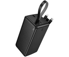 Borofone Power Bank 50000mAh BJ79C Clever – USB – with USB, Type C and Lightning cables juodos spalvos