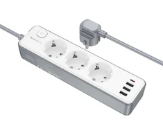 Borofone Power strip BAC9 – 3 outlets 240V + 3xUSB + Type C – PD 20W 2 metres juodas