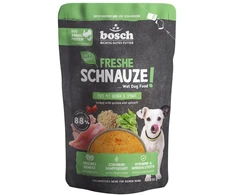 BOSCH Freshe Schnauze su kalakutiena, bolivinėmis balandomis ir špinatais – drėgnas pašaras šunims – 250g